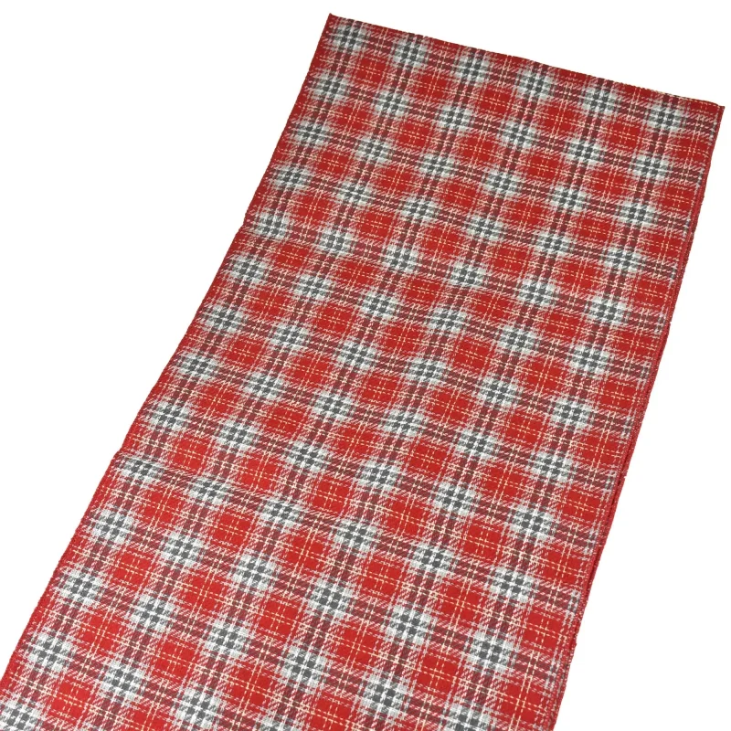 red grey white plaid table runner 72 x 14