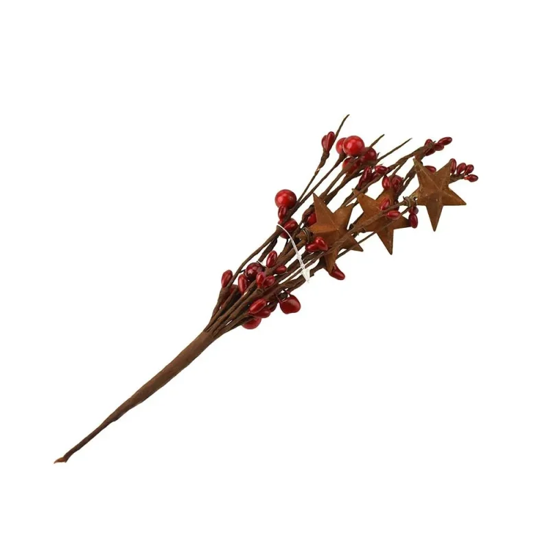 red metal star berry spray 9 inch