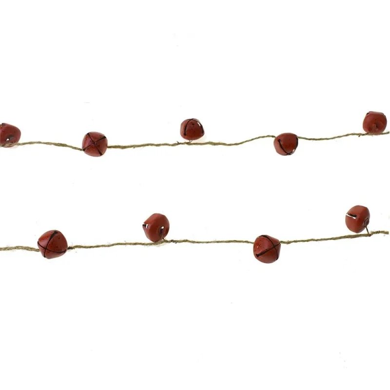 red metallic 8ft jingle bell garland