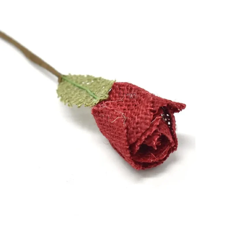 red rose burlap flower pick 5 5 inch