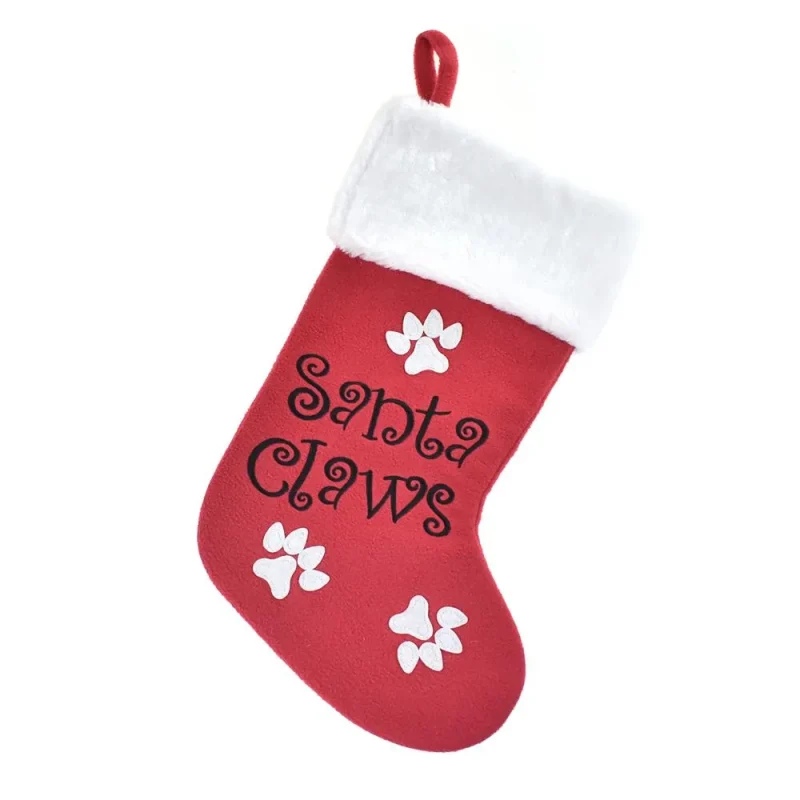 red santa claws christmas stocking with faux fur cuff 17 5 inch