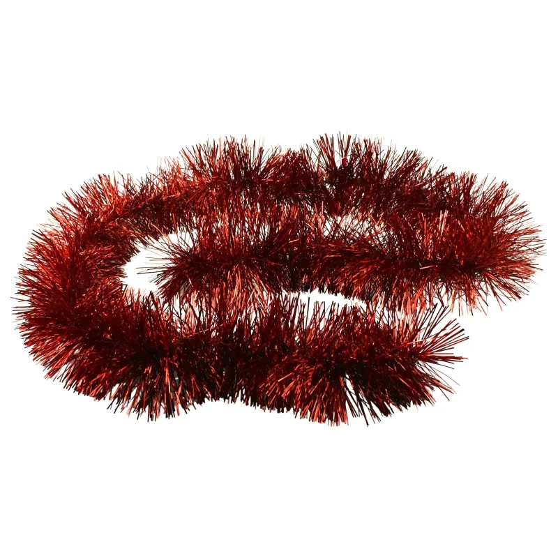 red tinsel foil christmas garland 6 5 ft