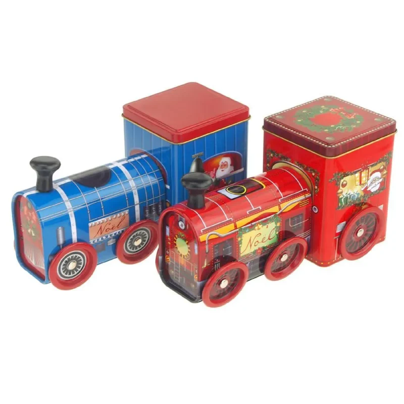 red train christmas cookie tins 7 inch 2 pack