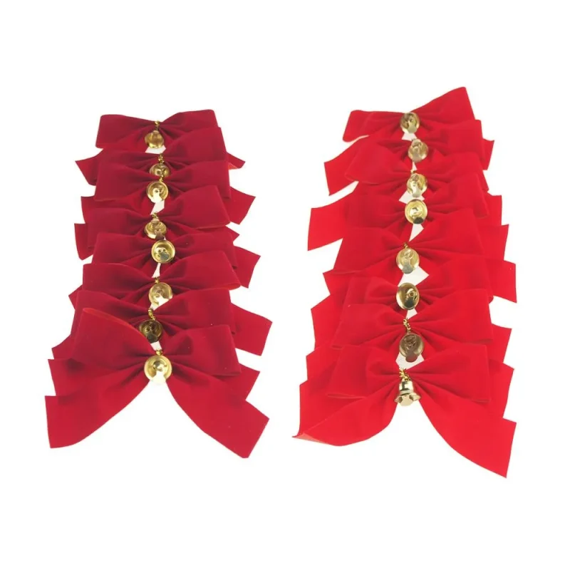 red velvet christmas bows with bells 3 5 x 2 pack