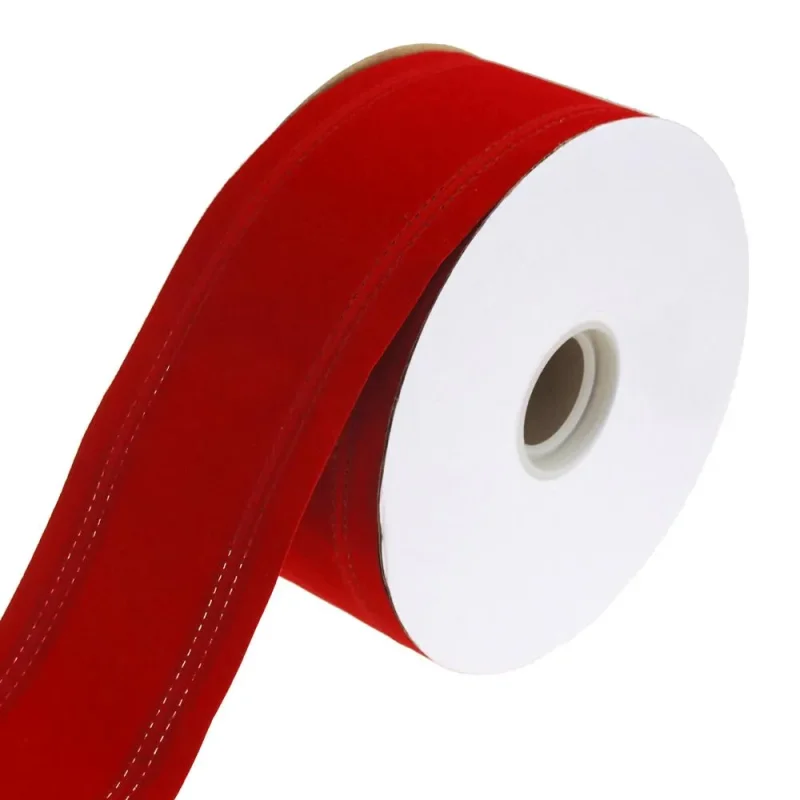 red velvet wired christmas ribbon 4 x 25yd waterproof