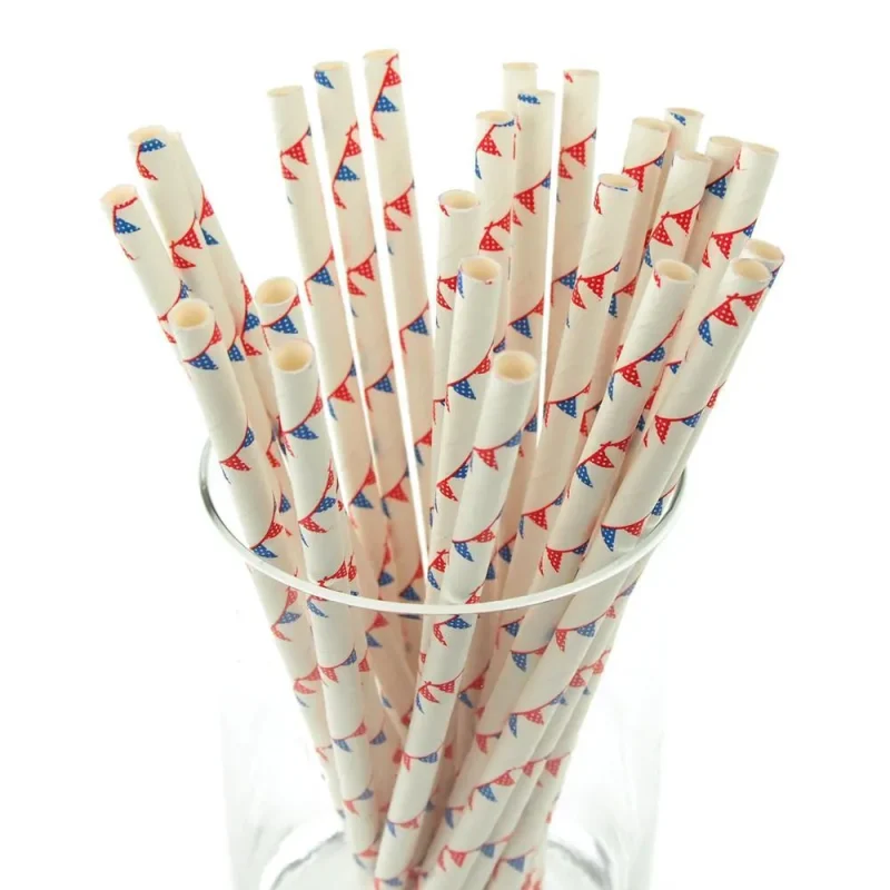 red white blue paper straws 7 75 x 25