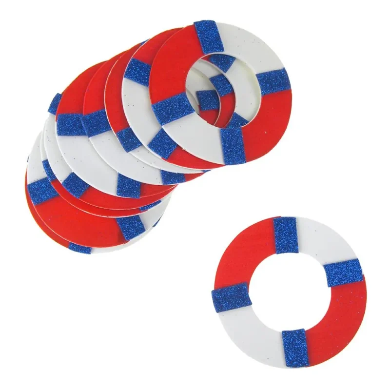 red white glitter foam life saver buoys 3 x 10pcs