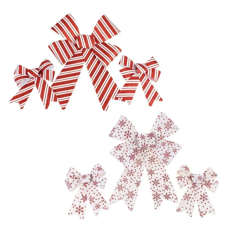 red white glitter snowflake bows 6 piece set