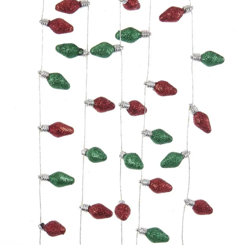 retro glitter christmas light garland 6ft