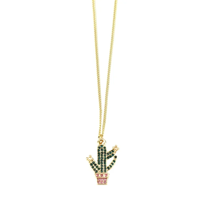 rhinestone cactus statement necklace 19 inch