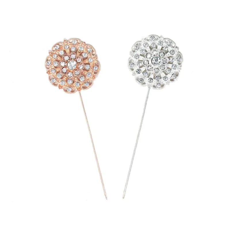 rhinestone floral pins 1 25 inch set of 6