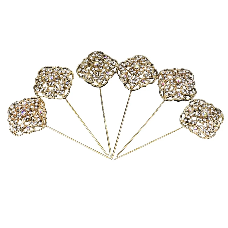 rhinestone floral pins 1 5 inch 6 pack