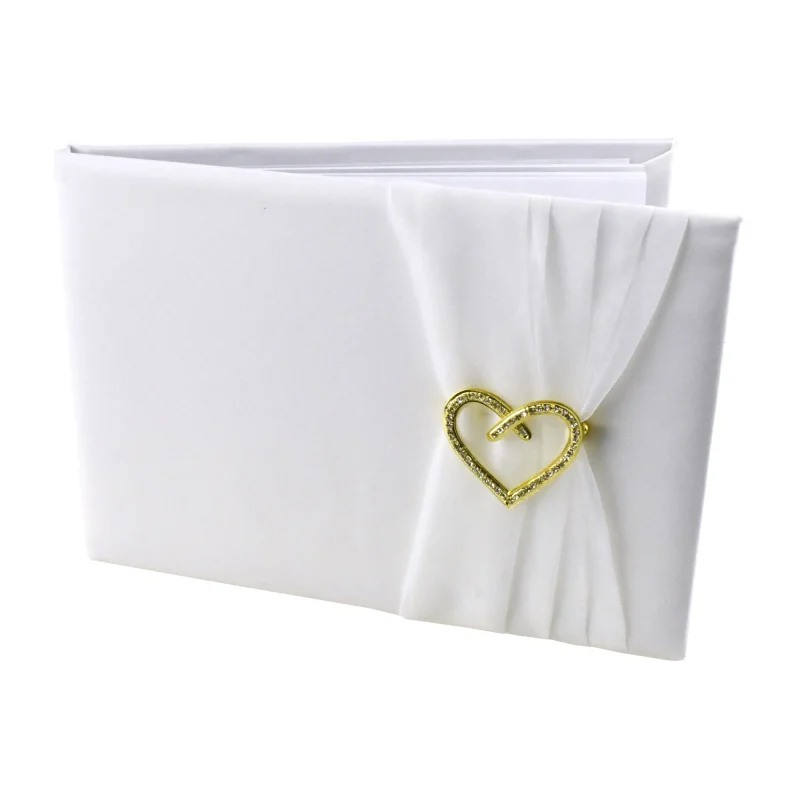 rhinestone heart wedding guestbook 9x6 25 inches