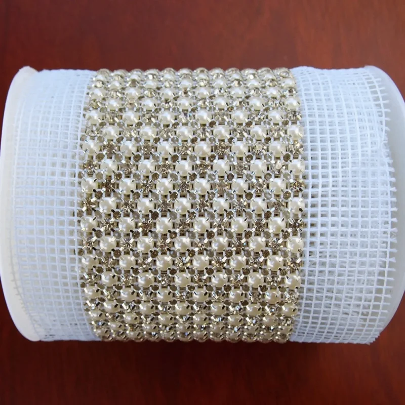 rhinestone pearl trim cake ribbon 2 5 inch x 3 yard