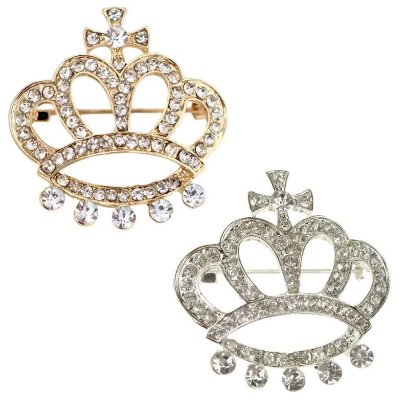 rhinestone queen crown brooch pin 1 5 inch