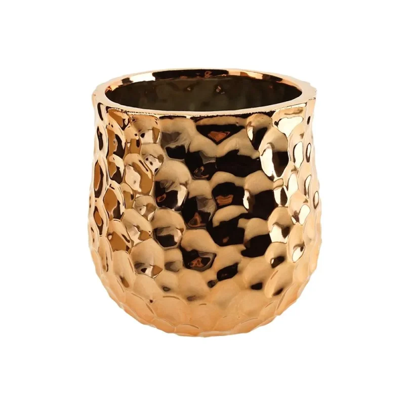 rose gold ceramic pot with hammer texture 5 5 inch