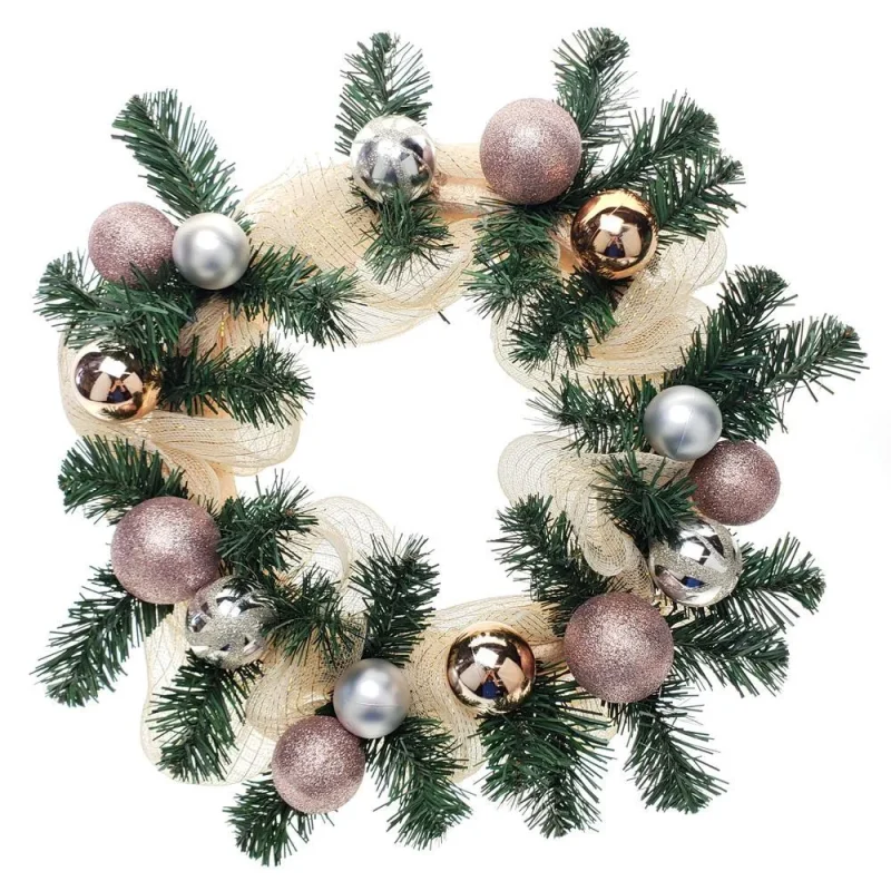 rose gold christmas wreath green gold mesh ribbon 21