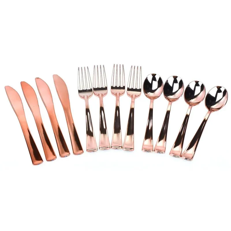 rose gold disposable utensils pack 7 3 4 inch 12 pieces