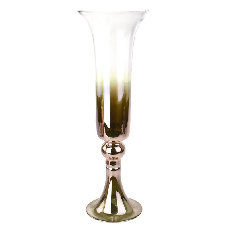 rose gold glass trumpet vase 20 inch clear smoke finish