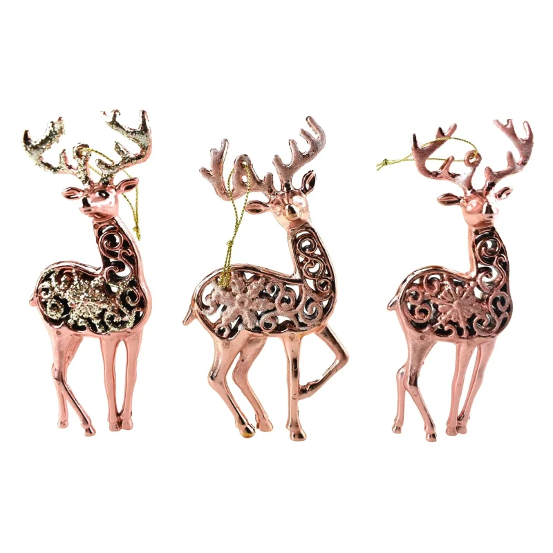 rose gold glitter deer ornaments 6 pack 5 5 inches