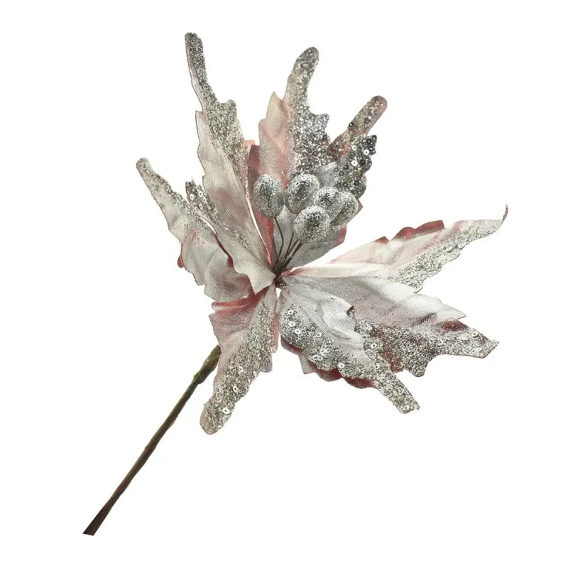 rose gold poinsettia floral pick 15 inch