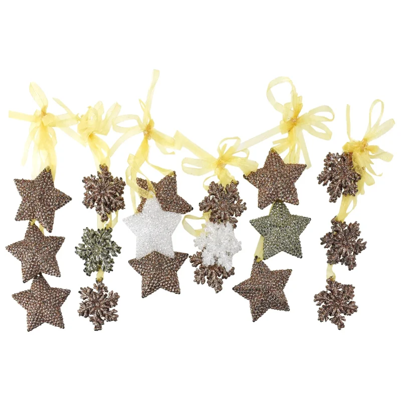 rose gold snowflake star ornaments 3 tier assorted sizes 6 piece