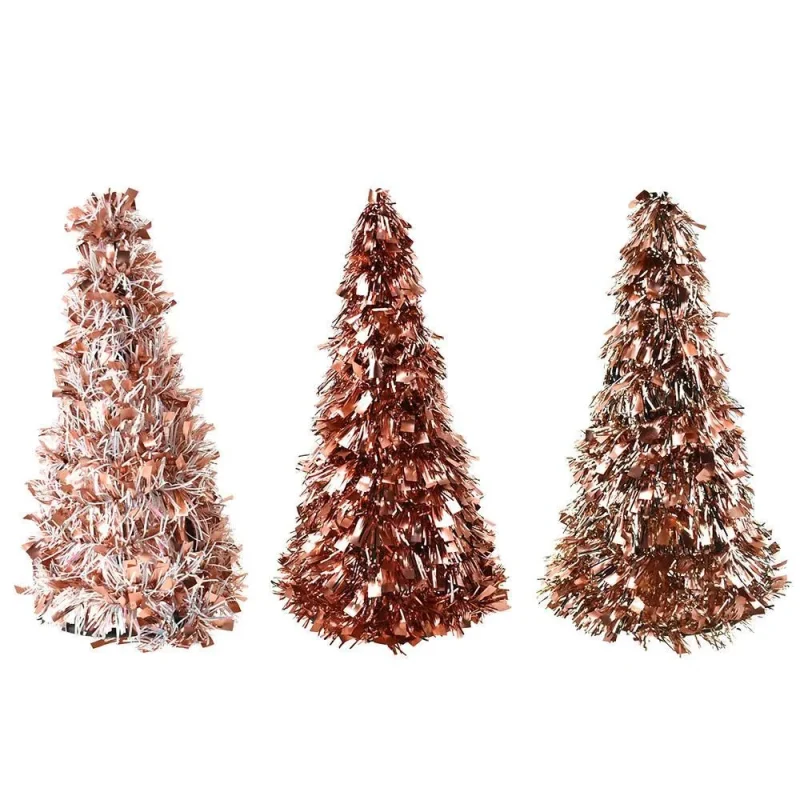 rose gold tabletop christmas tree decor 10 inch 3 piece set