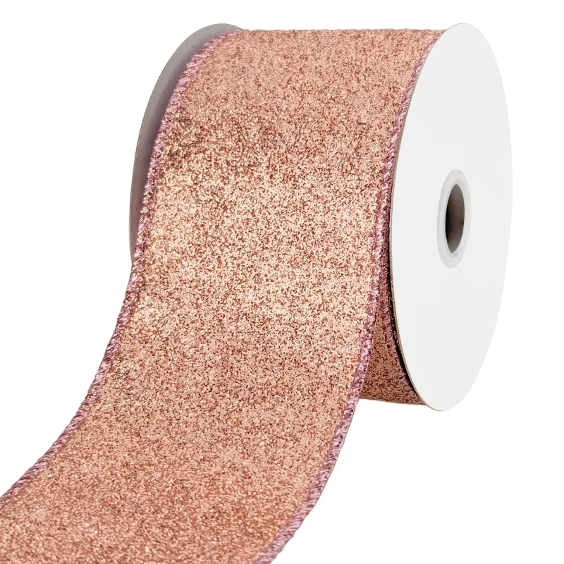 rose gold wired christmas ribbon 2 5 x 10 yards holiday glimmer