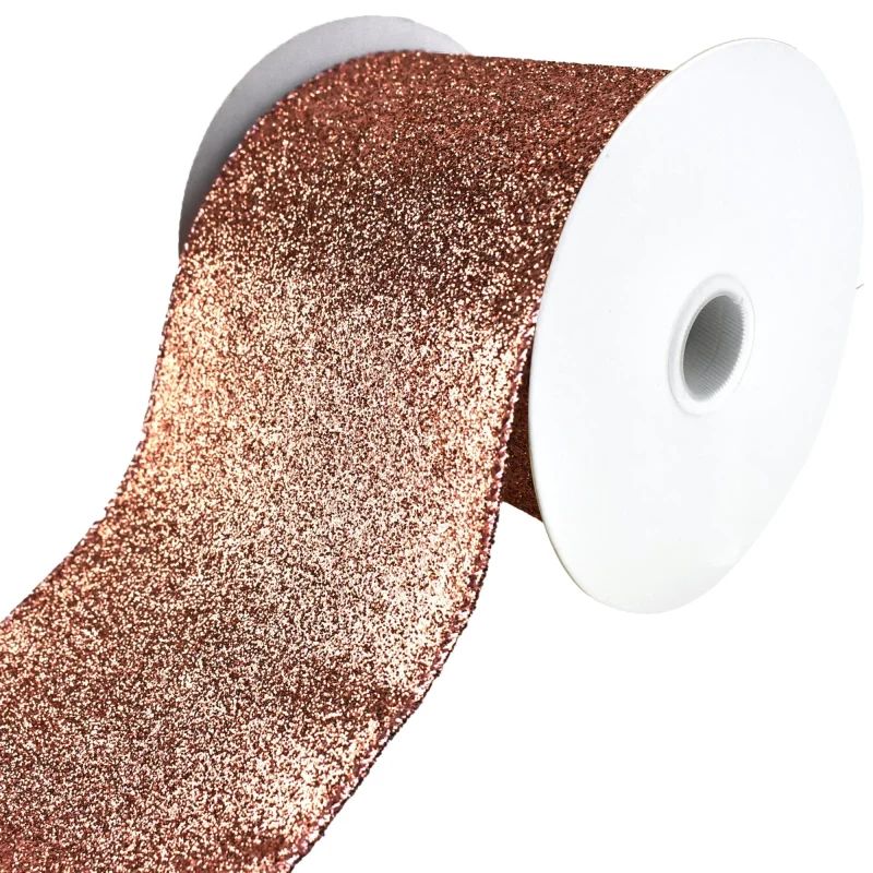 rose gold wired edge christmas ribbon 4 x 10yd gala glimmer