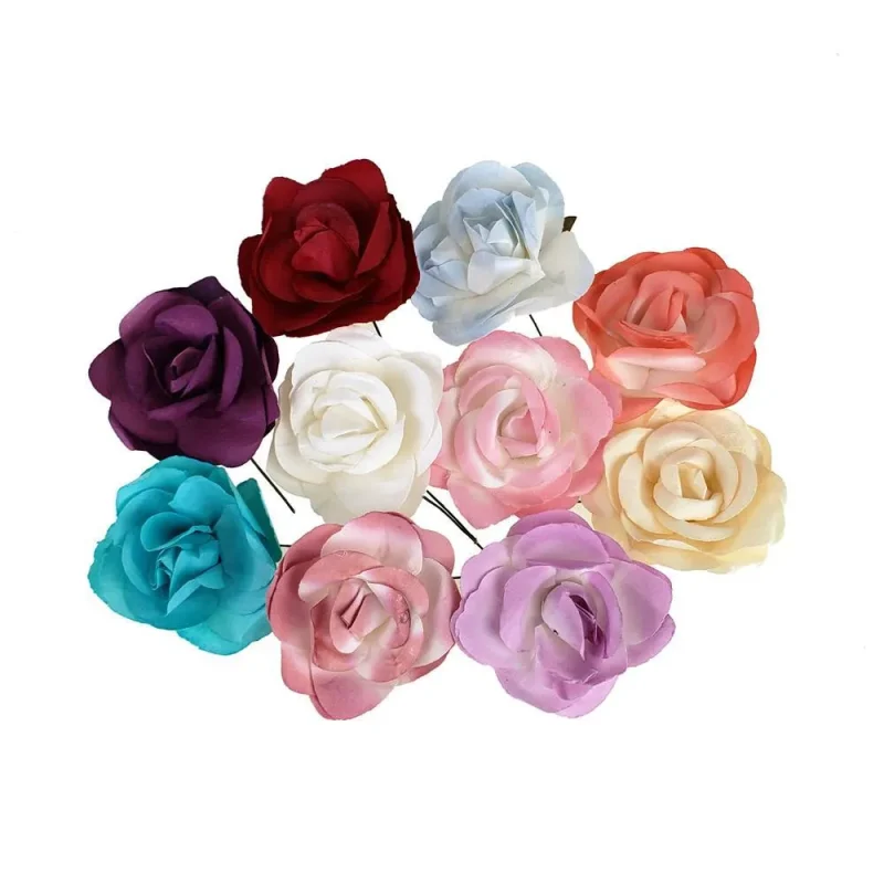 rose paper flower embellishments 2 1 2 inch 12 pack