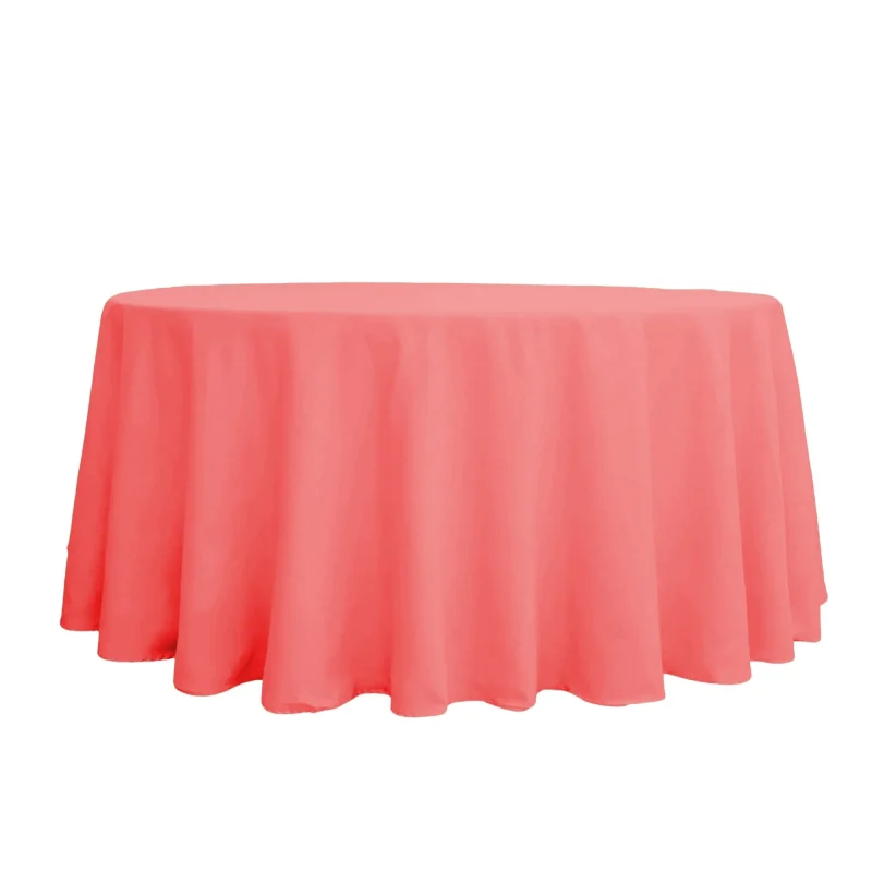 round plastic table cover 84 inch coral