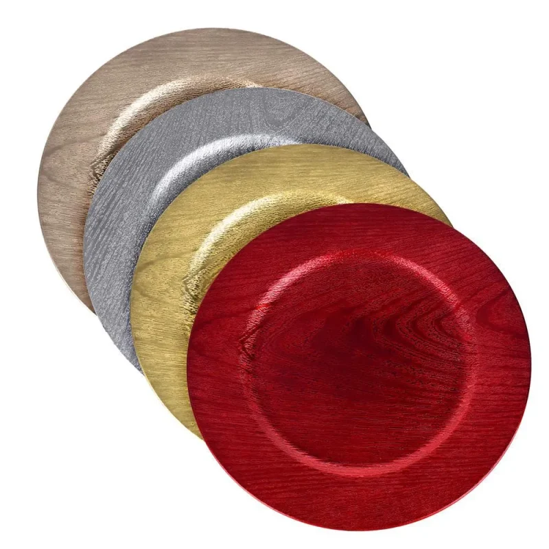 round wood grain charger plate 13 inch 1 pack