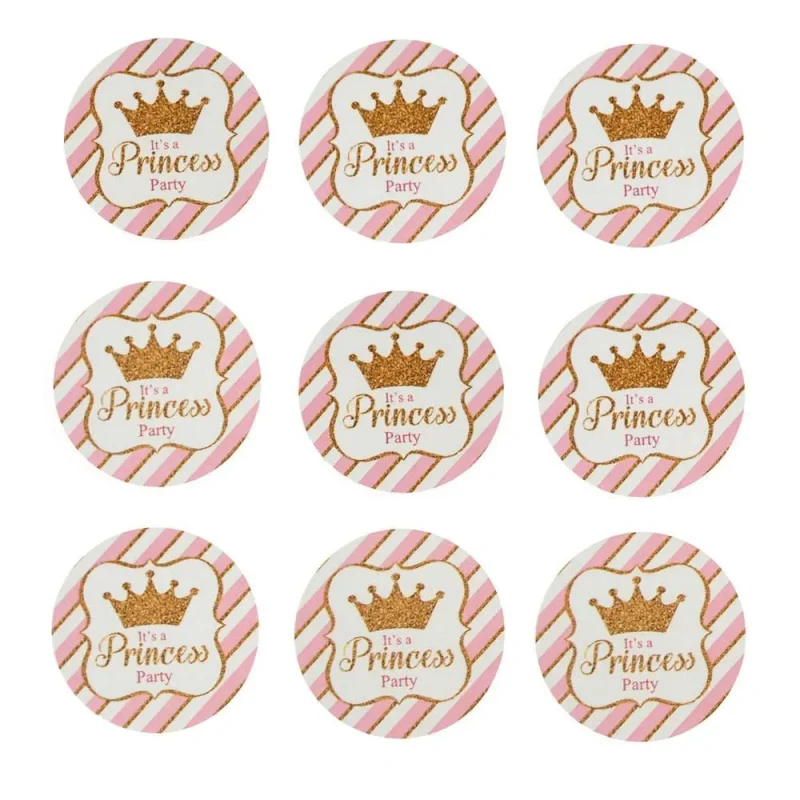 royal crown glitter paper stickers light pink 24 pack 1 inch