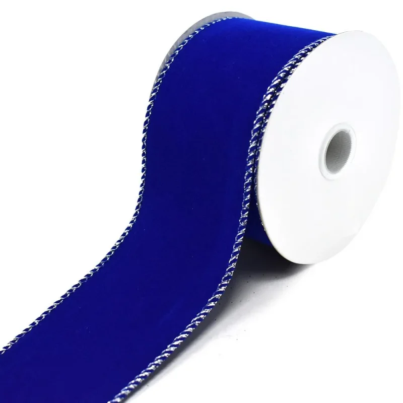 royal velvet wired christmas ribbon royal blue 2 5 inch x 10 yards