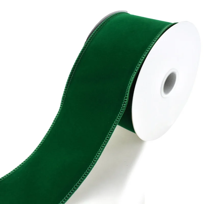 royal velvet wired emerald green christmas ribbon 2 5 x 10 yds