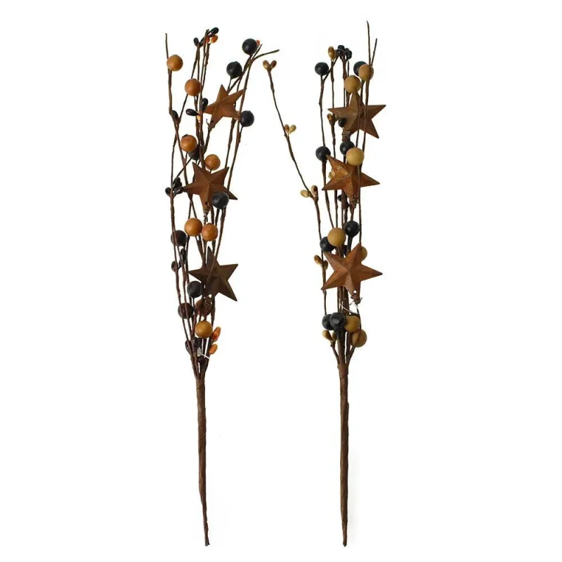 rusted stars berries branch spray 12 5