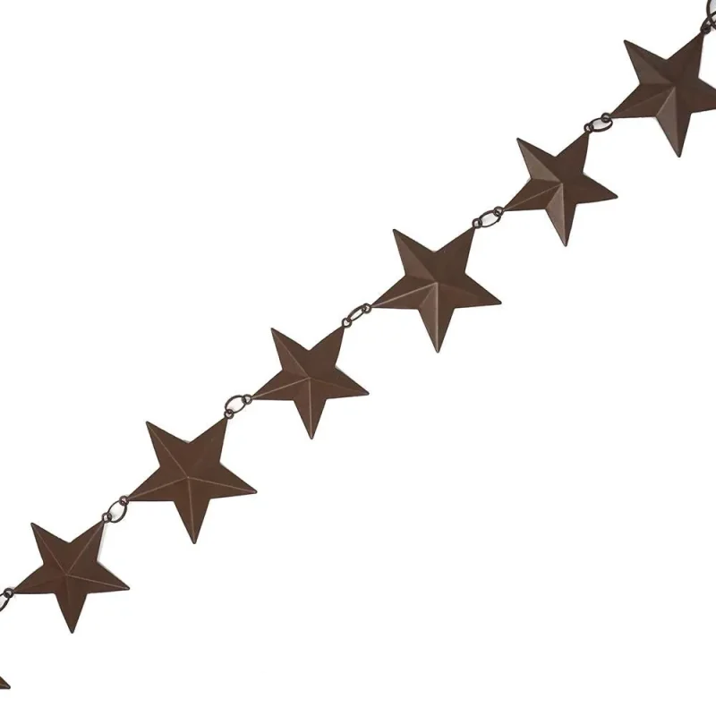 rustic brown tin star garland 23 inch