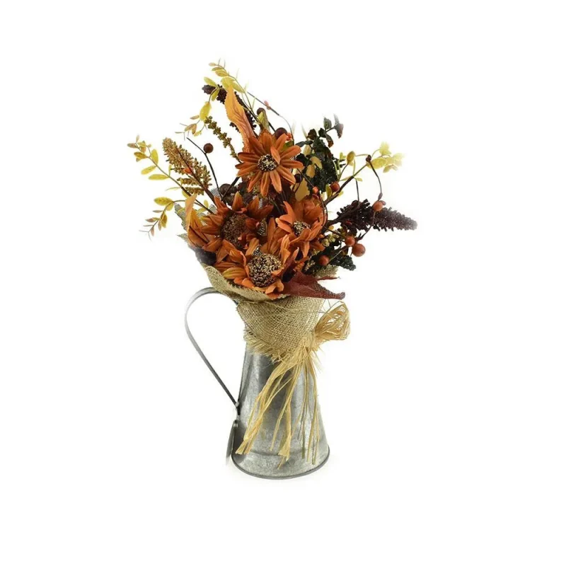 rustic fall floral arrangement in pail 18 inch