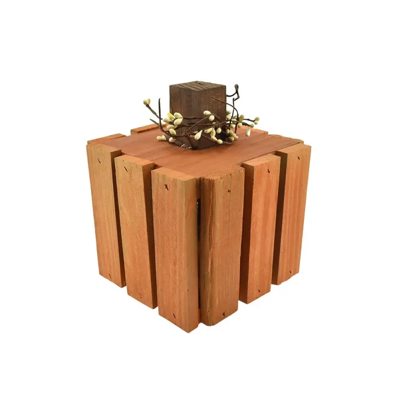 rustic pumpkin decor box 7 5 inch wood orange design