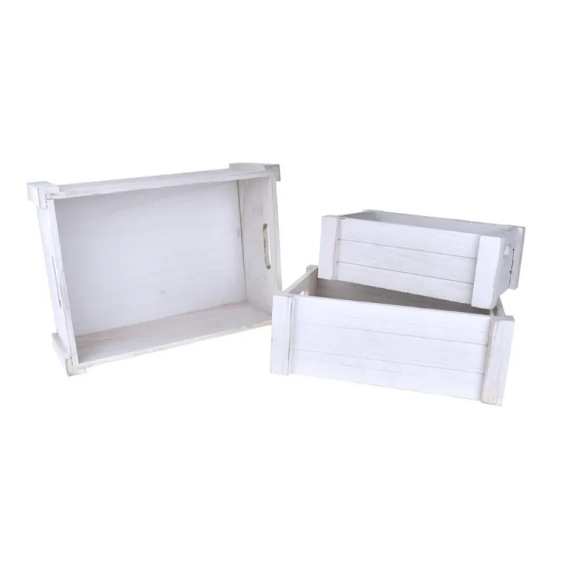 rustic white wooden crates 3 piece set assorted sizes