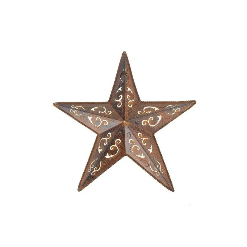 rusty metal star christmas hanging decor 12 inch black lace design