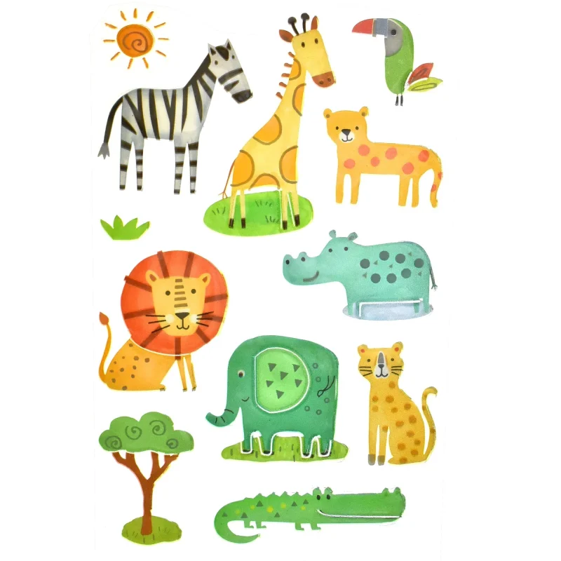 safari 3d puffy stickers 12 pack 1 5 inch