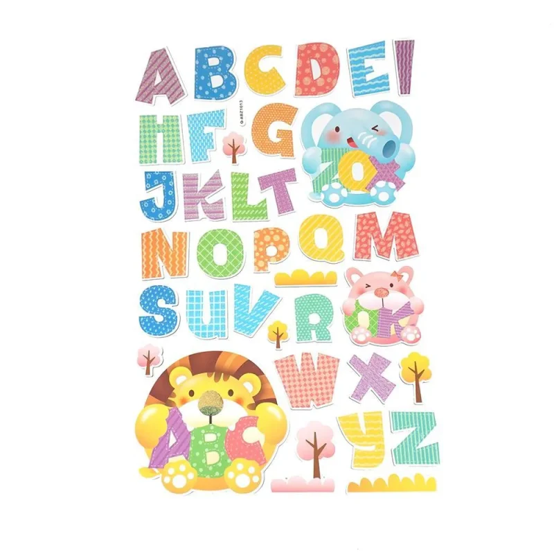 safari alphabet wall art stickers for kids 35 piece set