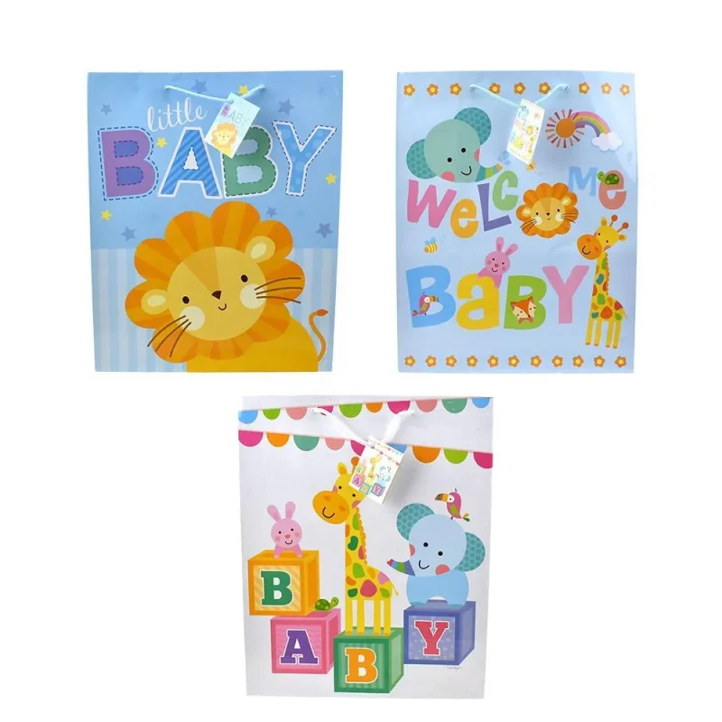 safari baby shower gift bags 3 piece 12 3 4 inch