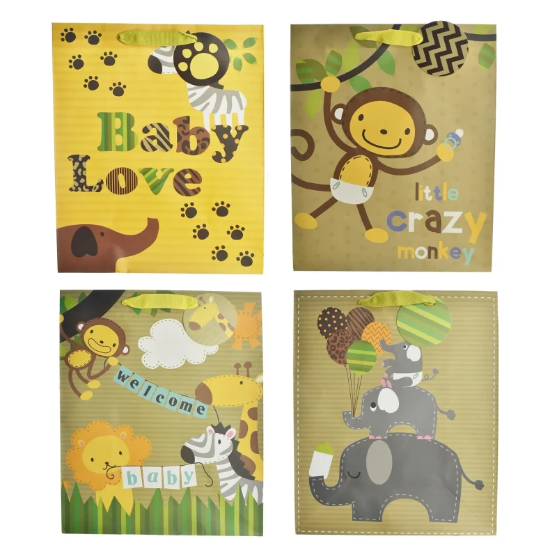 safari baby shower gift bags 4 pack 12 75 inch