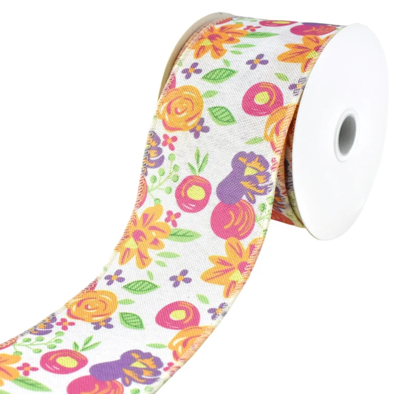 sahara floral wired ribbon 2 5 inch 10 yd