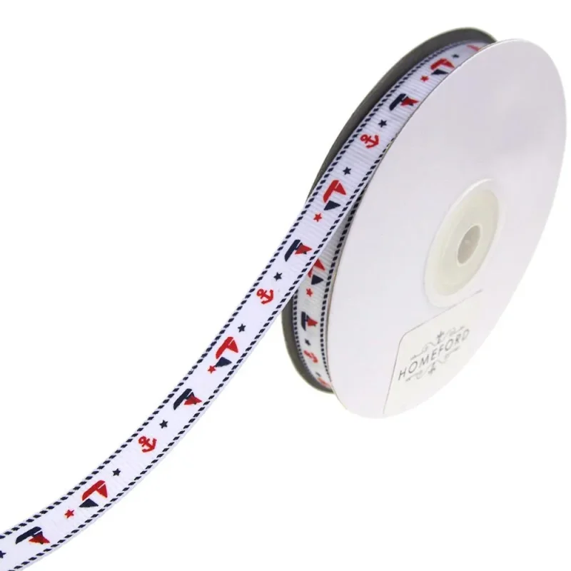 sailboat anchor grosgrain ribbon white 3 8 x 25yd