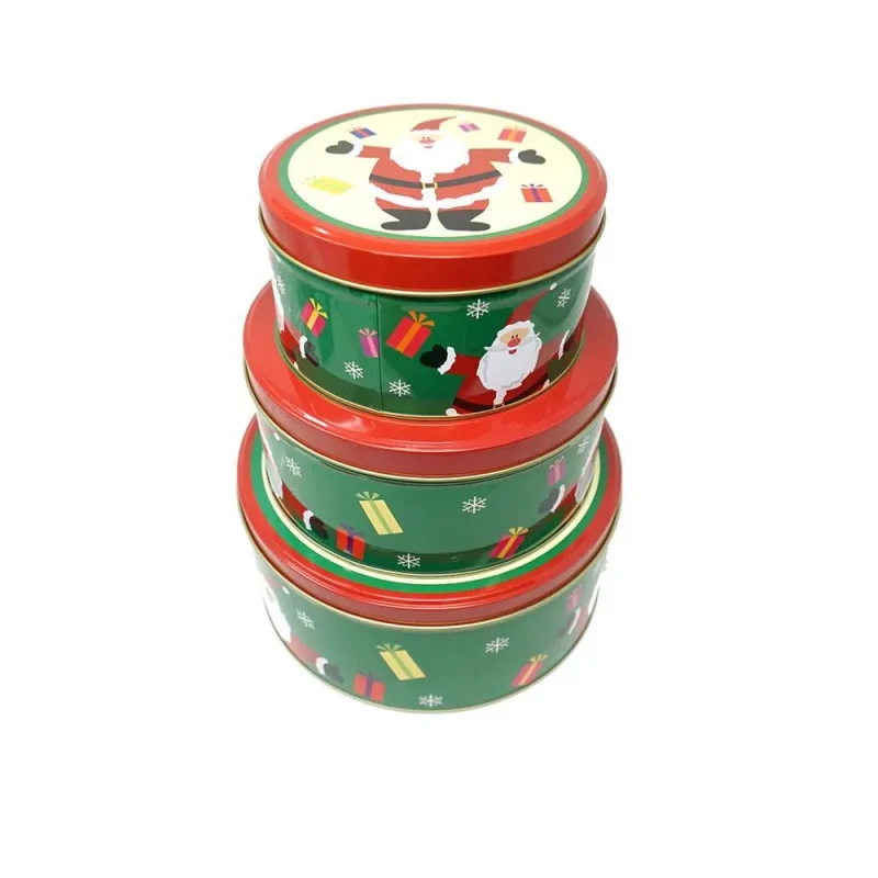 santa christmas cookie tins set of 3 round