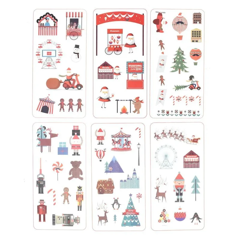 santa claus christmas stickers 6 sheet set 1