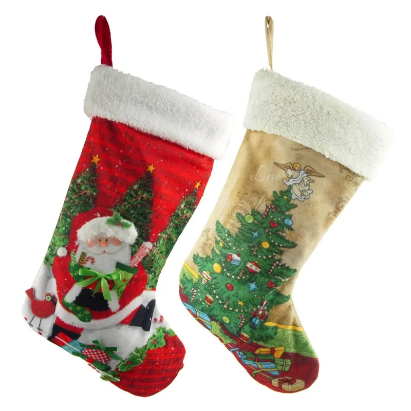 santa claus christmas stockings 21 red ivory 2 pack with white cuff